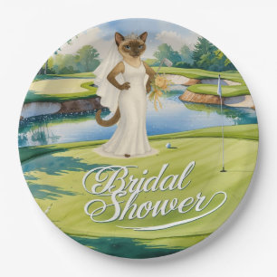 GOLF BRIDAL SHOWER for Cat Lover golfer Paper Plate