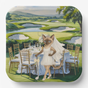 GOLF BRIDAL SHOWER for Cat Lover golfer  Paper Plate