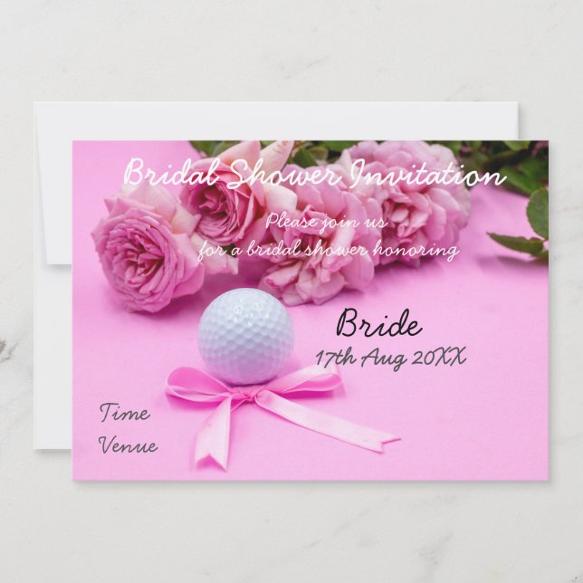 Golf Bridal Shower Invitation golf ball and roses (Front)