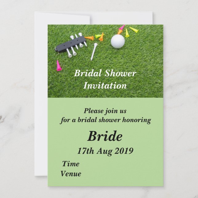 Golf Bridal Shower Invitation with golf ball (Front)