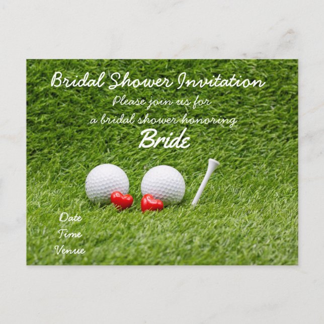 Golf bridal shower invitation with two golf balls (Front)