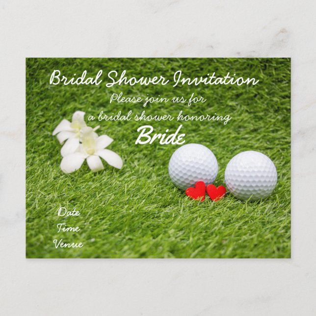 Golf bridal shower invitation with two golf balls (Front)