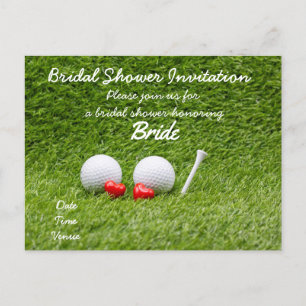 Golf bridal shower invitation with two golf balls postcard