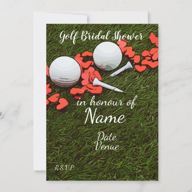 Golf Bridal Shower with golf ball and love hearts Invitation (Front)