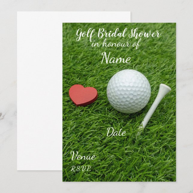 Golf Bridal Shower with golf ball and love hearts  Invitation (Front/Back)
