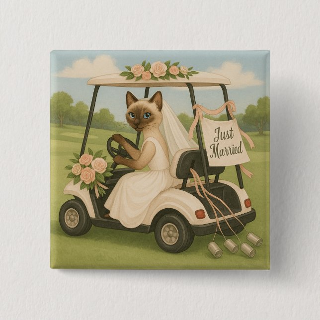 Golf Bride after Party  2 Inch Square Button (Front)