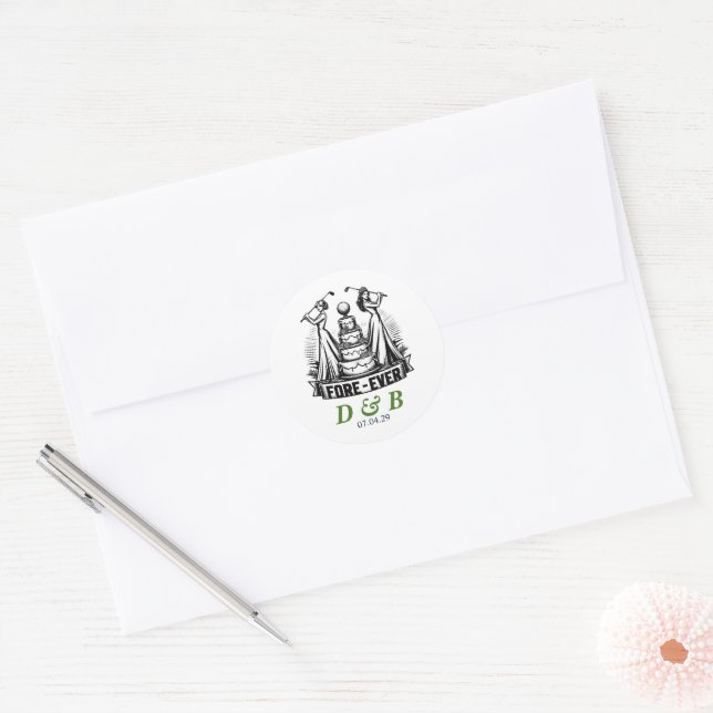 Golf Brides Wedding Classic Round Sticker (Envelope)