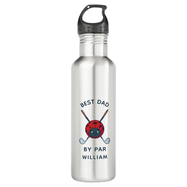 Golf Bug Best Dad By Par Fathers Day Personalized 710 Ml Water Bottle (Front)