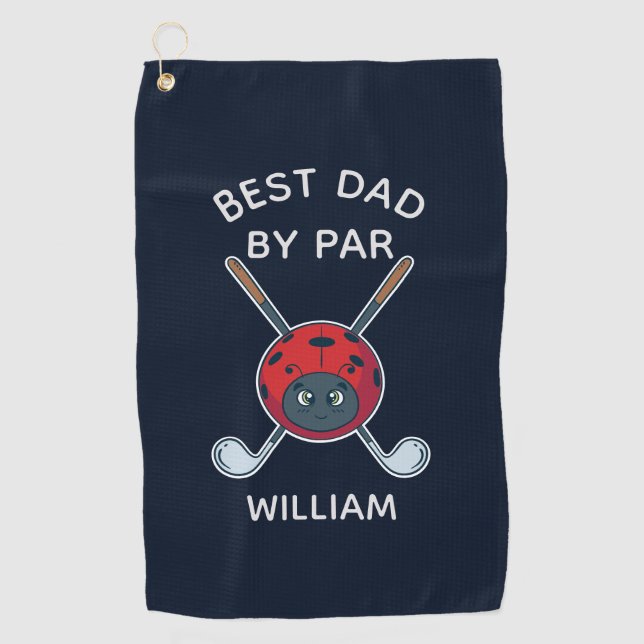 Golf Bug Best Dad By Par Fathers Day Personalized Towel (Front)