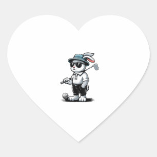 Golf Bunny Punk Golfing Rabbit  Heart Sticker