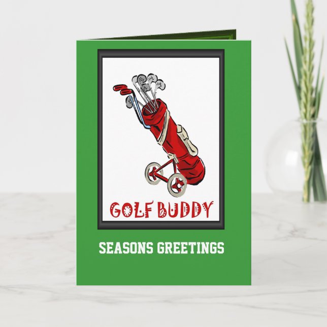 Golf cards,  Golf bag on wheels Holiday Card (Front)