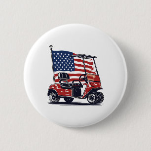 Golf Cart American Flag 4th Of July Sport Patrioti 2 Inch Round Button