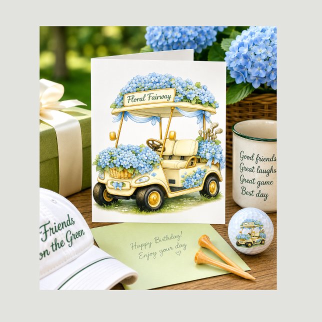 Golf Cart Birthday Card for Golf Lover or Golfer (Perfect for golf friends, birthdays and thoughtful notes shared on and off the green.)