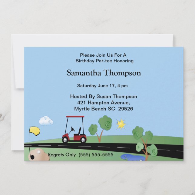 Golf Cart  Birthday Invitations (Front)