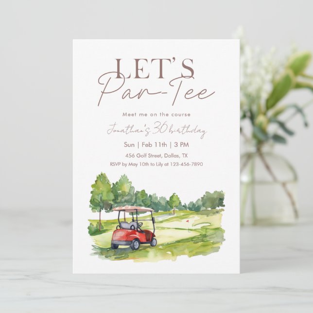 Golf Cart Birthday Party Meet Me on the Course Invitation (Standing Front)