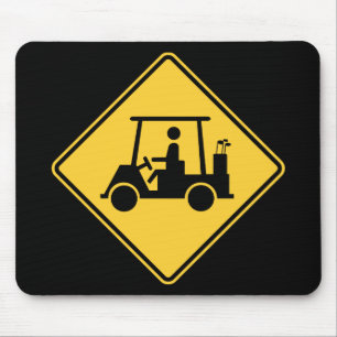 Golf Cart Caution Sign Mouse Pad