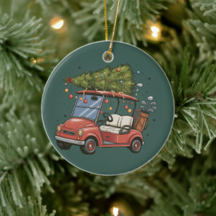Golf Cart Christmas Tree Golf Lover Gift Ceramic Ornament