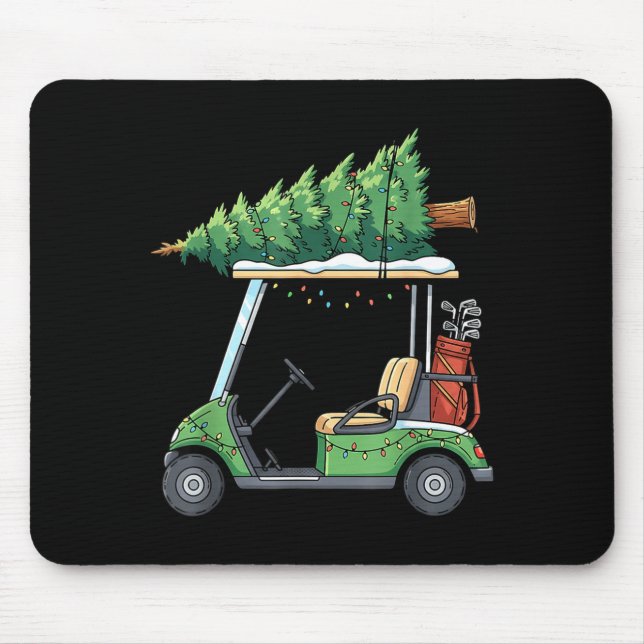 Golf Cart Christmas Tree Lights Funny For Men Wome Mouse Pad (Front)
