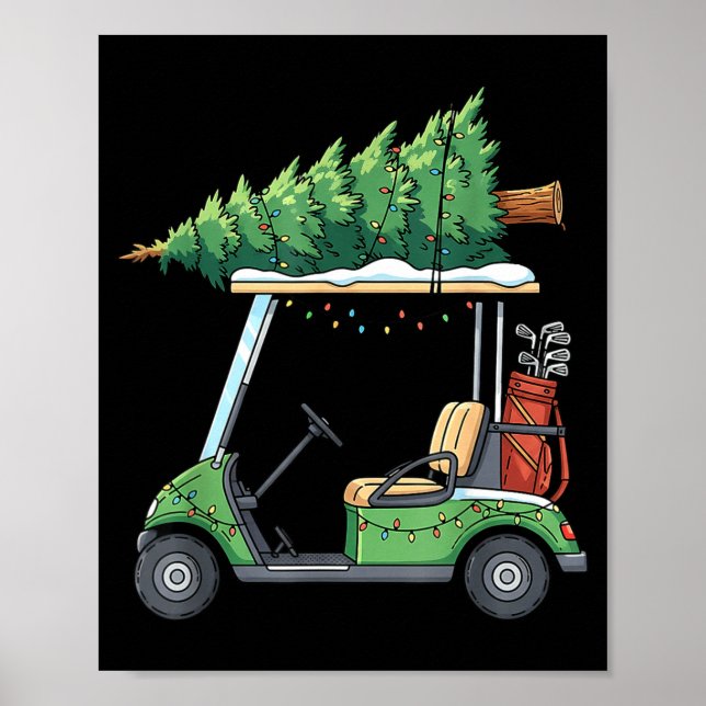 Golf Cart Christmas Tree Lights Funny For Men Wome Poster (Front)