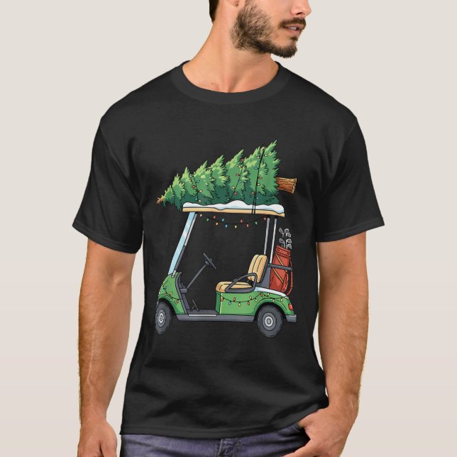 Golf Cart Christmas Tree Lights Funny For Men Wome T-Shirt (Front)