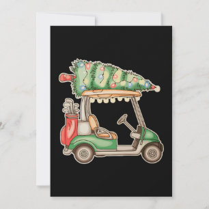Golf Cart Christmas Tree Lights Golfing Xmas Invitation