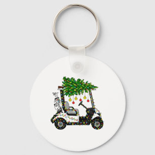 Golf Cart Christmas Tree Lights Xmas Sport Golfer Keychain