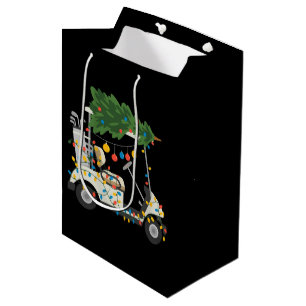 Golf Cart Christmas Tree Lights Xmas Sport Golfer Medium Gift Bag
