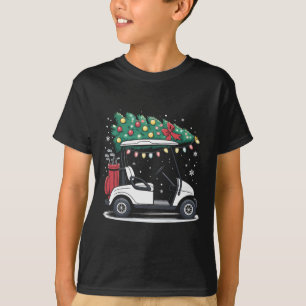 Golf Cart Christmas Tree Lights Xmas Sport Golfer T-Shirt