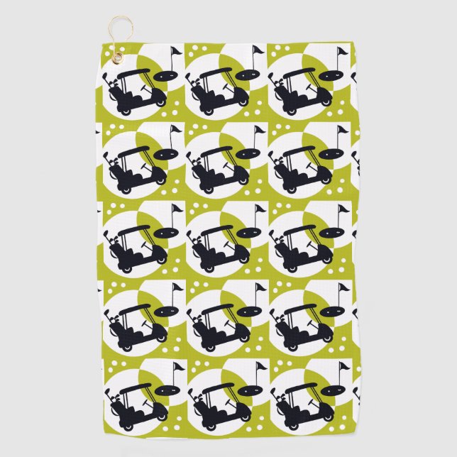 Golf cart, clubs, & greens towel (Front)