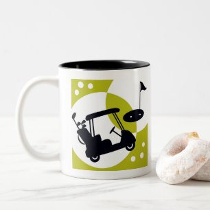 Golf cart, clubs, & greens Two-Tone coffee mug