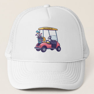 Golf Cart Clubs Monogram Name Trucker Hat