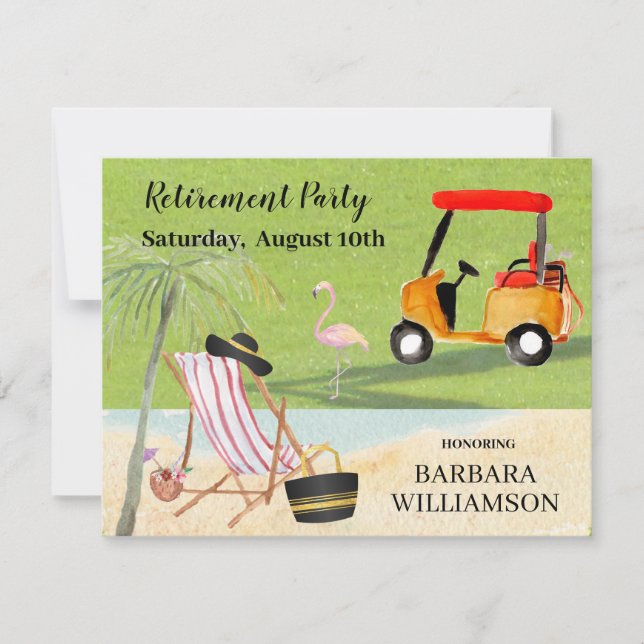 Golf Cart Course Retirement Party Invitation (Front)