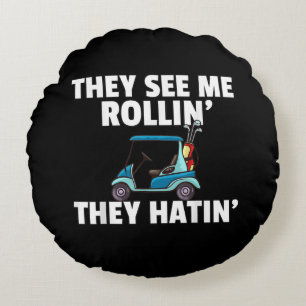 Golf Cart Gift Golfing Golfer Funny Men Round Pillow