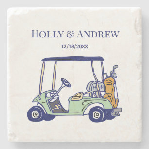 Golf Cart Golf Bag Club DIY Multi Color #3 Stone Coaster