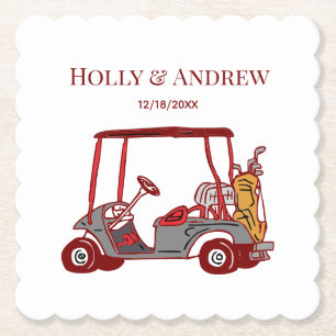 Golf Cart Golf Bag Club Wedding DIY Multi Color #2 Paper Coaster
