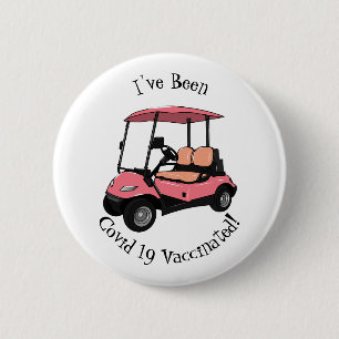 Golf cart / golf buggy cartoon illustration 2 inch round button
