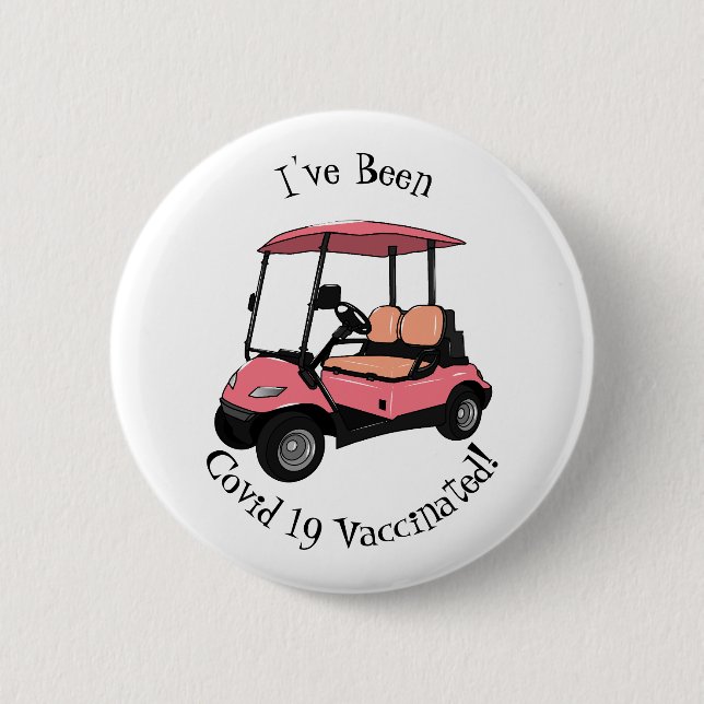 Golf cart / golf buggy cartoon illustration 2 inch round button (Front)