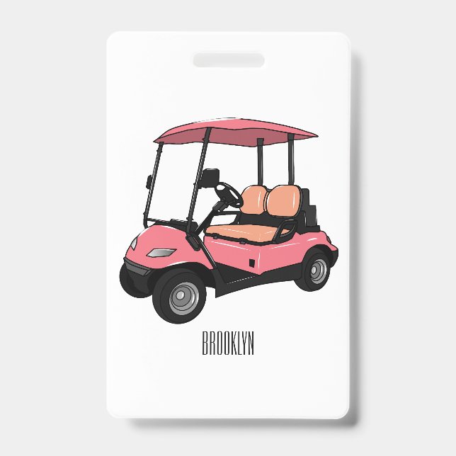 Golf cart / golf buggy cartoon illustration badge (Front)