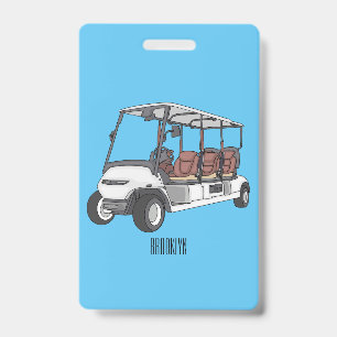 Golf cart / golf buggy cartoon illustration badge