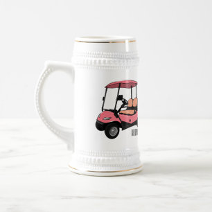 Golf cart / golf buggy cartoon illustration beer stein