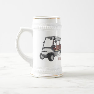 Golf cart / golf buggy cartoon illustration beer stein