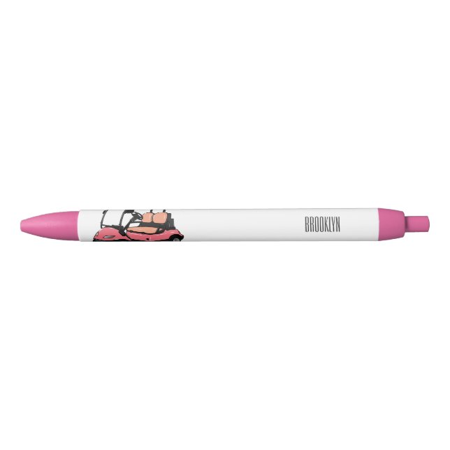 Golf cart / golf buggy cartoon illustration black ink pen (Front)