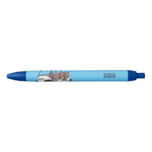 Golf cart / golf buggy cartoon illustration black ink pen