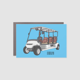 Golf cart / golf buggy cartoon illustration  car magnet