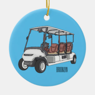Golf cart / golf buggy cartoon illustration ceramic ornament