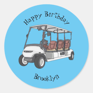 Golf cart / golf buggy cartoon illustration  classic round sticker
