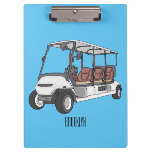 Golf cart / golf buggy cartoon illustration clipboard