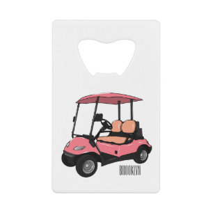 Golf cart / golf buggy cartoon illustration credit card bottle opener