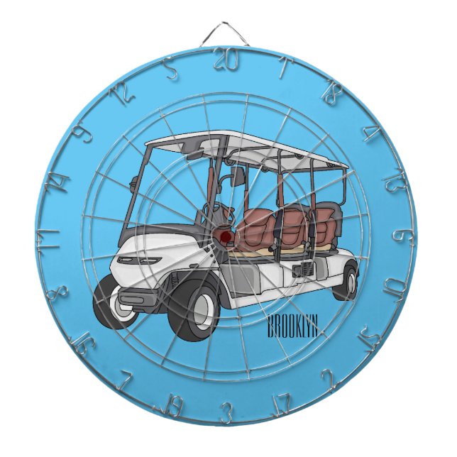 Golf cart / golf buggy cartoon illustration dartboard (Front)
