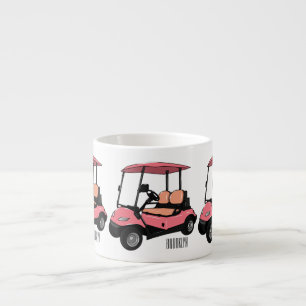 Golf cart / golf buggy cartoon illustration espresso cup